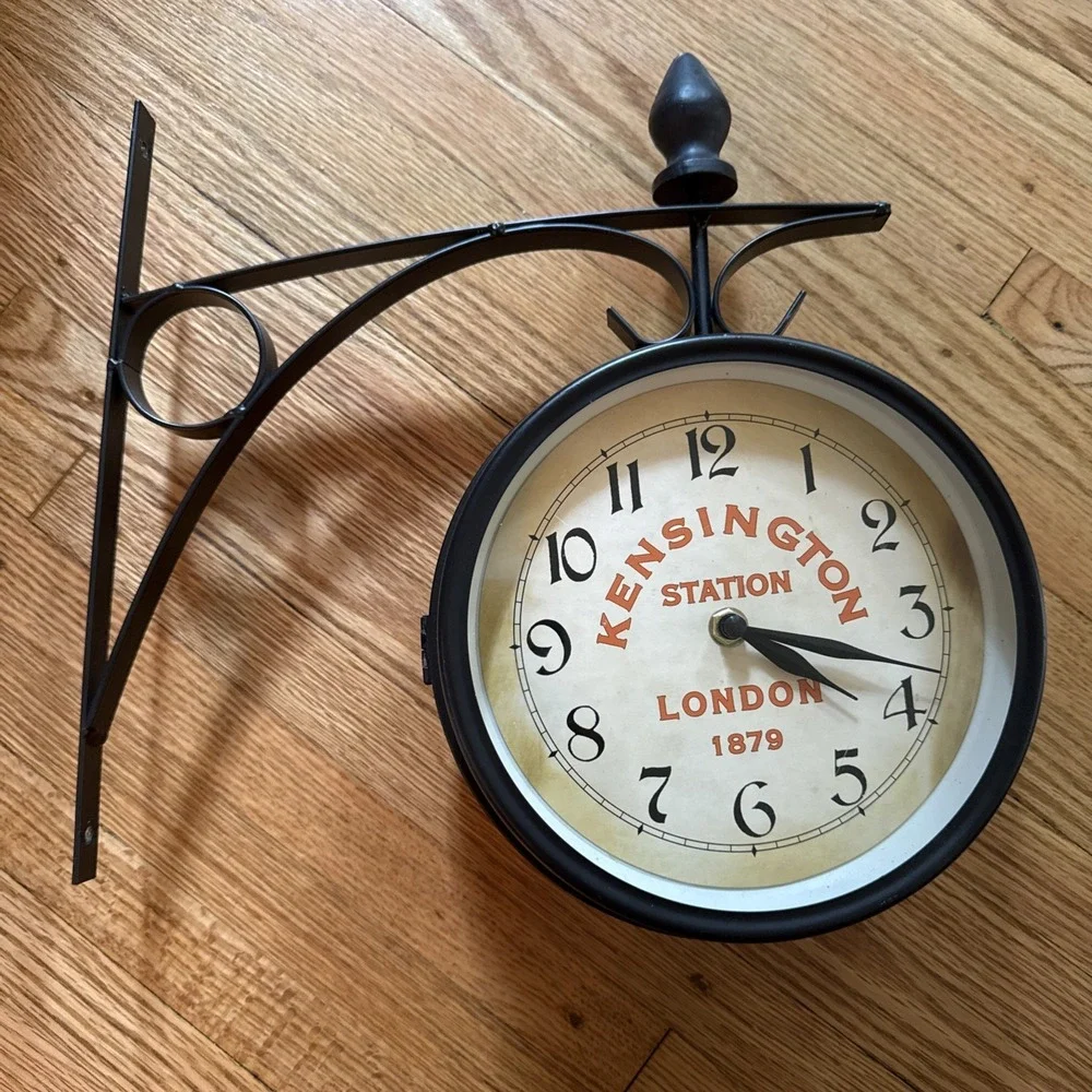Kensington Station London 1879 Large Authentic Double-Sided Wall Clock-Drk Brown
